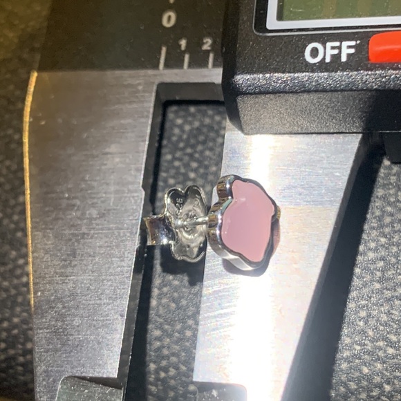 Tous Pink Silver ROSE QUARTZ Stone Earrings Silver Studs - Picture 10 of 12